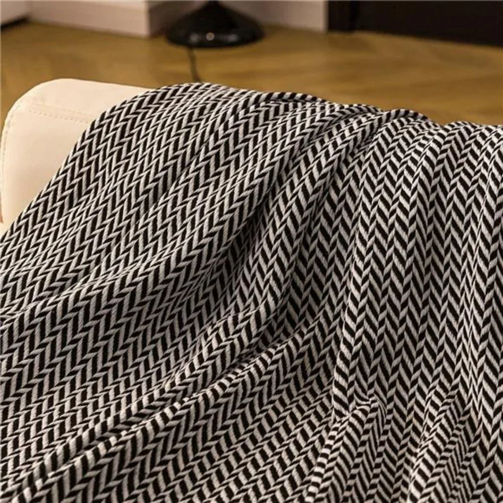 NEW West Elm Boho Black & White Turkish Cotton Throw Blanket Bedding - 60